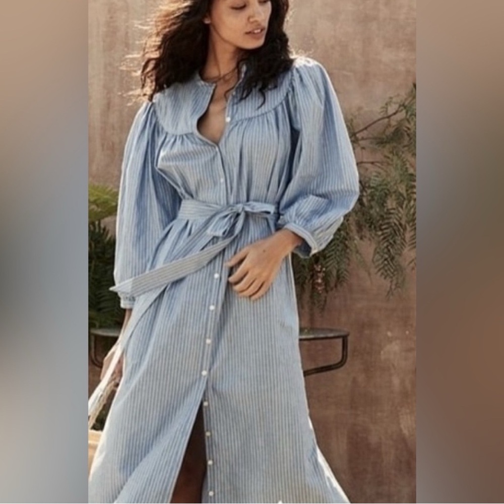 Doen Tennyson Dress Blue pinstripe